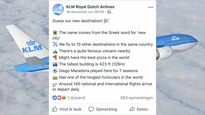 social media marketing klm