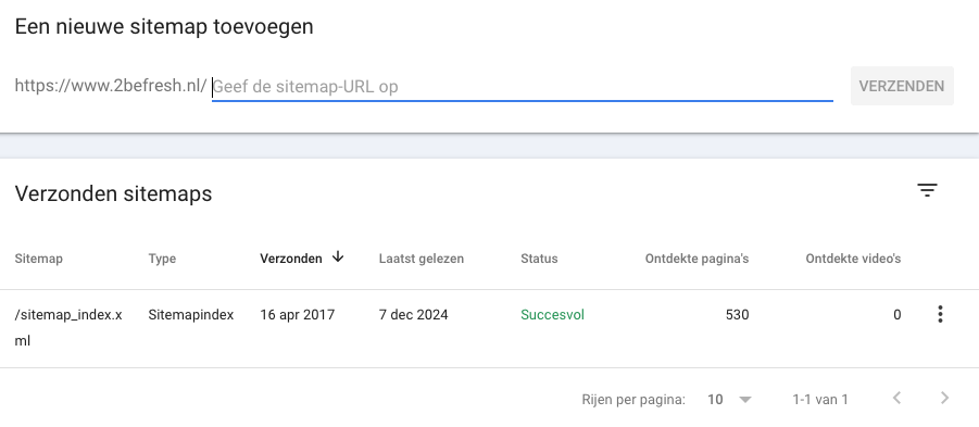 Sitemap aanbieden Google Search Console